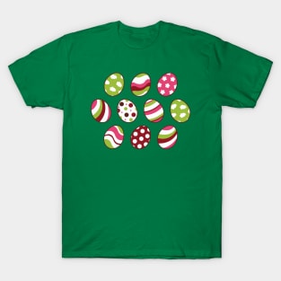 Egg Pattern | Pink Green | Stripes Clouds Flowers Dots | Light Green T-Shirt